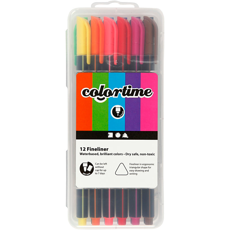 Afbeelding laden in galerijviewer, Https: www.cchobby.nl colortime-fineliners-lijndikte-0-6-0-7-mm-diverse-kleuren-12-stuk-1-doos