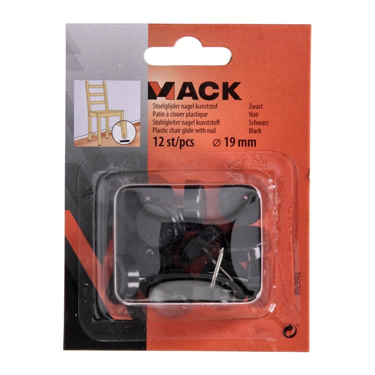 Load image into Gallery viewer, Mack 1066768 - stoelglijder nagel kunststof zwart ø 19 mm 12 st pcs | 6 stuks