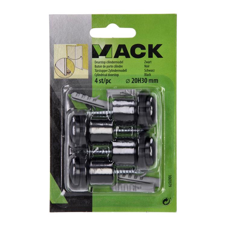 Load image into Gallery viewer, Mack 1069379 - deurstop cilindermodel zwart ø 20h30 mm 4 st pc | 6 stuks