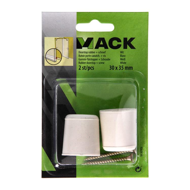 Load image into Gallery viewer, Mack 1069046 - deurstop rubber + schroef wit 30 x 35 mm 2 st pcs | 6 stuks