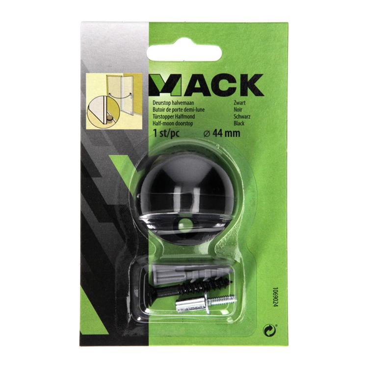 Load image into Gallery viewer, Mack 1069024 - deurstop halvemaan zwart ø 44 mm 1 st pc | 6 stuks