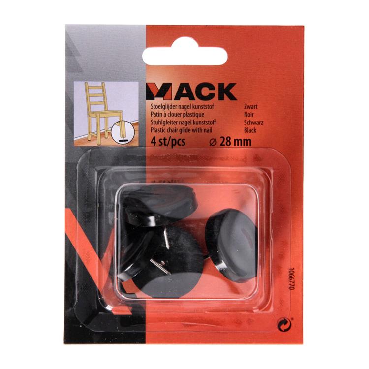 Load image into Gallery viewer, Mack 1066770 - stoelglijder nagel kunststof zwart ø 28 mm 4 st pcs | 6 stuks