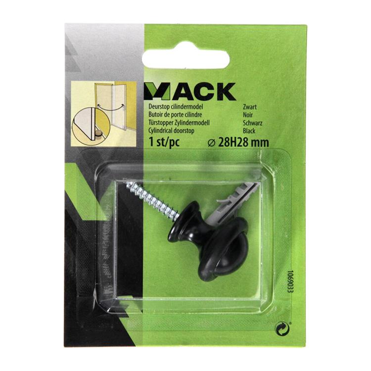 Load image into Gallery viewer, Mack 1069033 - deurstop cilindermodel zwart ø 28h28 mm 1 st pc | 6 stuks