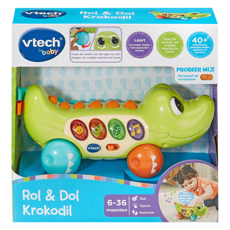 Load image into Gallery viewer, Vtech baby dierenvriendjes krokodil - educatief baby speelgoed - activiteitenroller met lichts- en geluidseffecten - cadeau - vanaf 6 maanden