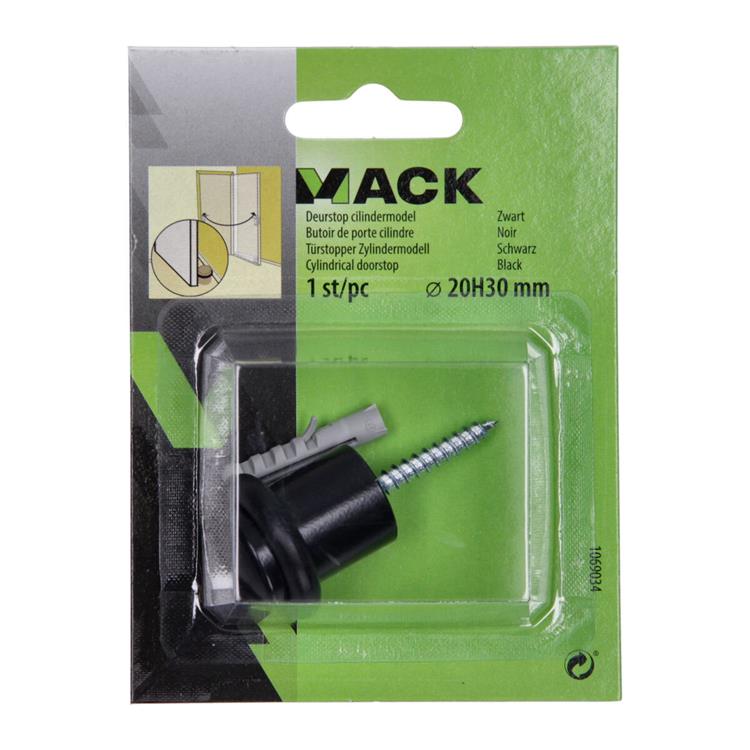 Load image into Gallery viewer, Mack 1069034 - deurstop cilindermodel zwart ø 20h30 mm 1 st pc | 6 stuks