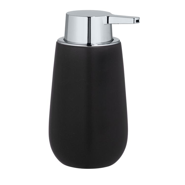 Load image into Gallery viewer, Wenko zeepdispenser badi zwart mat keramiek 320ml - zeeppompje vrijstaand en navulbaar - badkamer toilet keuken