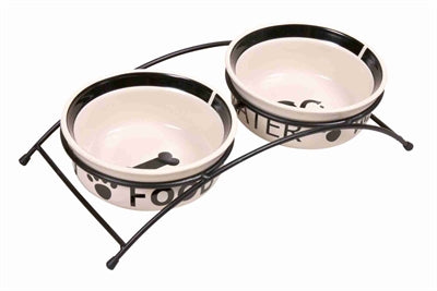 Load image into Gallery viewer, Trixie Voerbak drinkbak set eat on your feet wit zwart