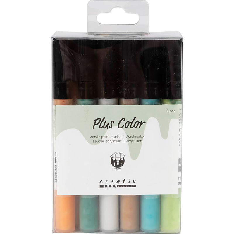 Load image into Gallery viewer, Creativ company https: www.cchobby.nl plus-color-marker-l-14-5-cm-lijndikte-1-2-mm-diverse-kleuren-5-5-ml-18-stuk-1-doos