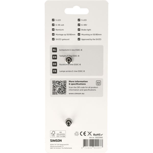 Load image into Gallery viewer, Simson aurora achterlicht e-line e50c-b