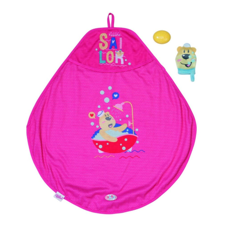 Load image into Gallery viewer, Baby born handdoek met capuchon + accessoires roze