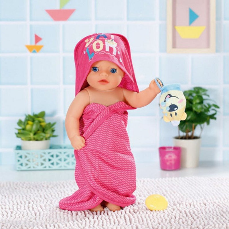 Load image into Gallery viewer, Baby born handdoek met capuchon + accessoires roze
