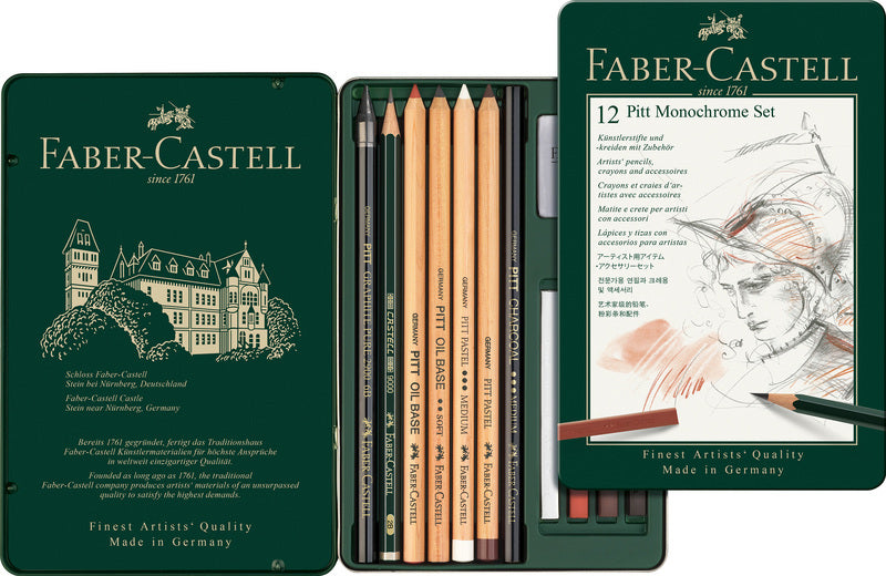 Load image into Gallery viewer, Faber castell fc-112975 pitt monochrome set faber-castell 12-delig medium