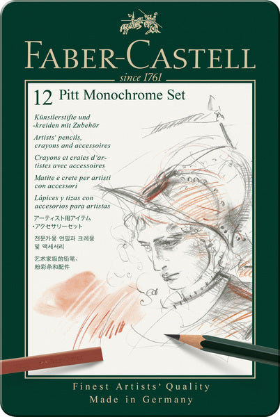 Load image into Gallery viewer, Faber castell fc-112975 pitt monochrome set faber-castell 12-delig medium