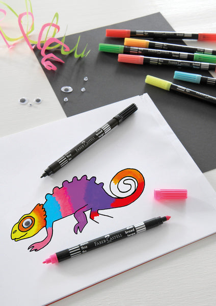 Load image into Gallery viewer, Faber castell fc-151109 viltstiften duo neon kleuren in etui 10 stuks