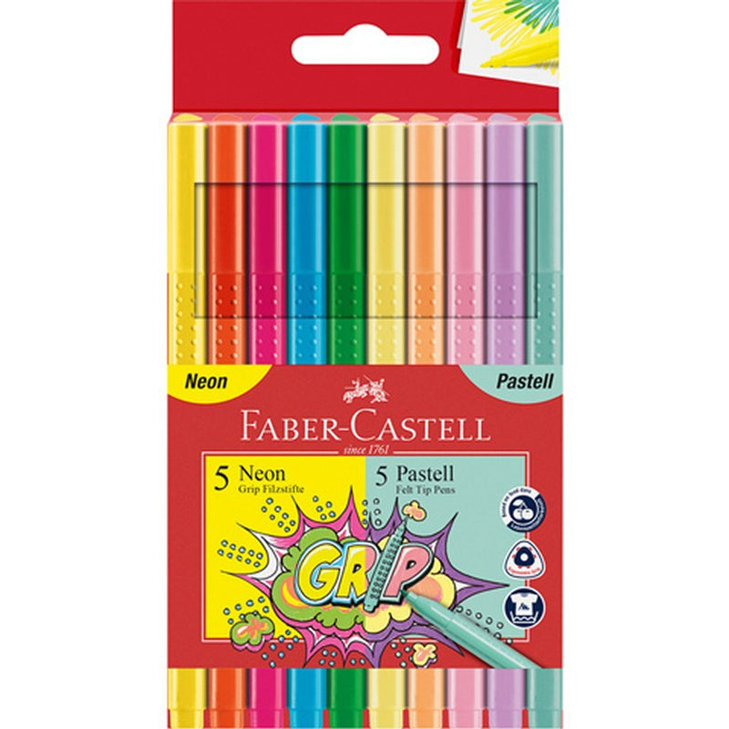 Load image into Gallery viewer, Faber castell fc-155312 grip viltstiften neon en pastel 10 stuks