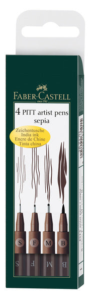 Load image into Gallery viewer, Faber castell fc-167101 tekenstift faber-castell pitt artist pen 4-delig etui donker sepia