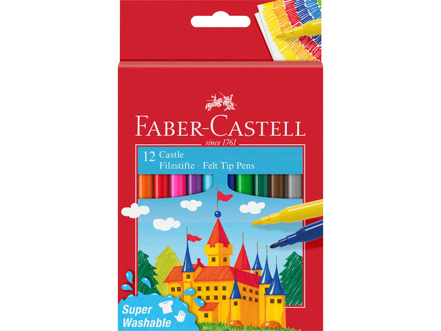 Load image into Gallery viewer, Faber castell fc-554201 viltstift 12 stuks uitwasbaar karton etui