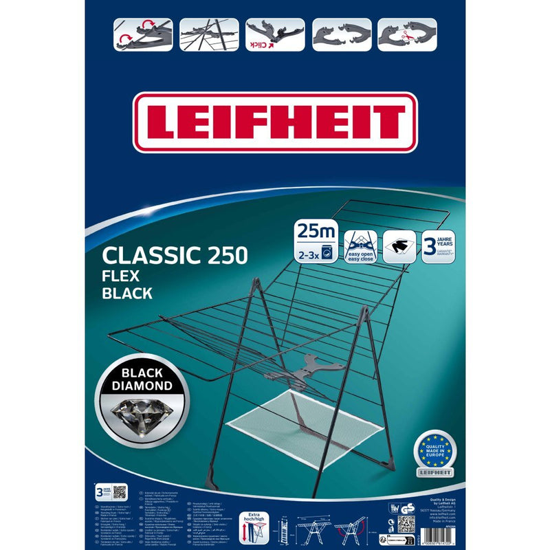 Load image into Gallery viewer, Leifheit droogrek classic 250 flex zwart