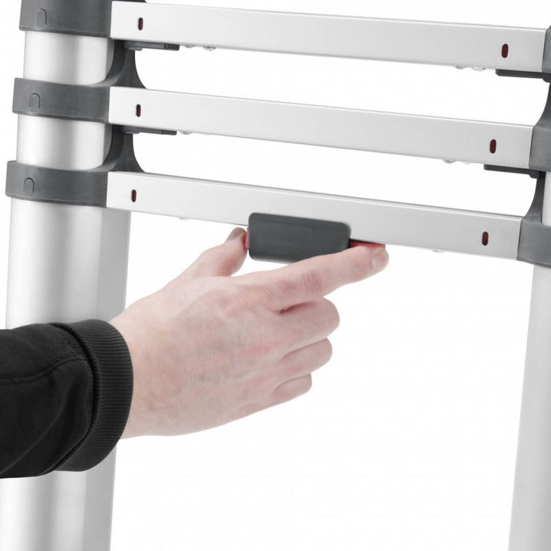 Load image into Gallery viewer, Hailo t80 aluminium telescoopladder 13 treden + stabilisatiebalk 111-380 cm