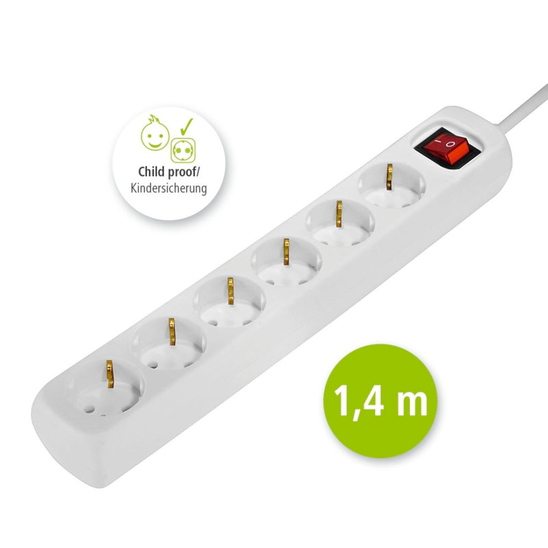 Load image into Gallery viewer, Hama distribution panel 6 sockets with switch child-proof 1.4 m white