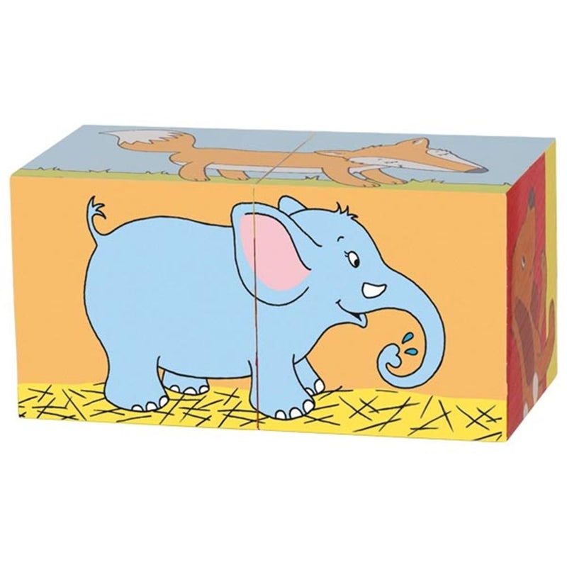 Load image into Gallery viewer, Goki kubuspuzzel, dieren. 2 delig. 10x5x5 cm.
