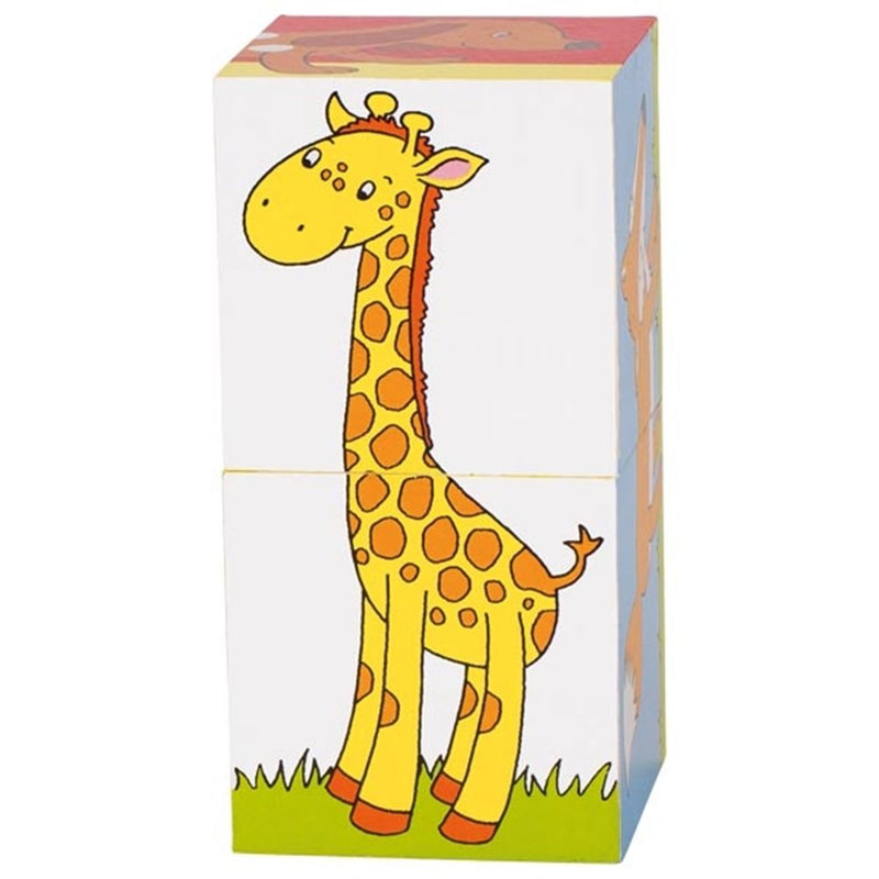 Load image into Gallery viewer, Goki kubuspuzzel, dieren. 2 delig. 10x5x5 cm.