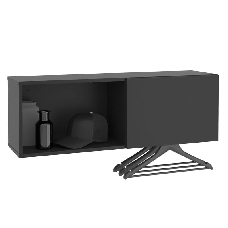 Load image into Gallery viewer, Fmd wandkapstok met vak 99,1x27,2x33cm zwart