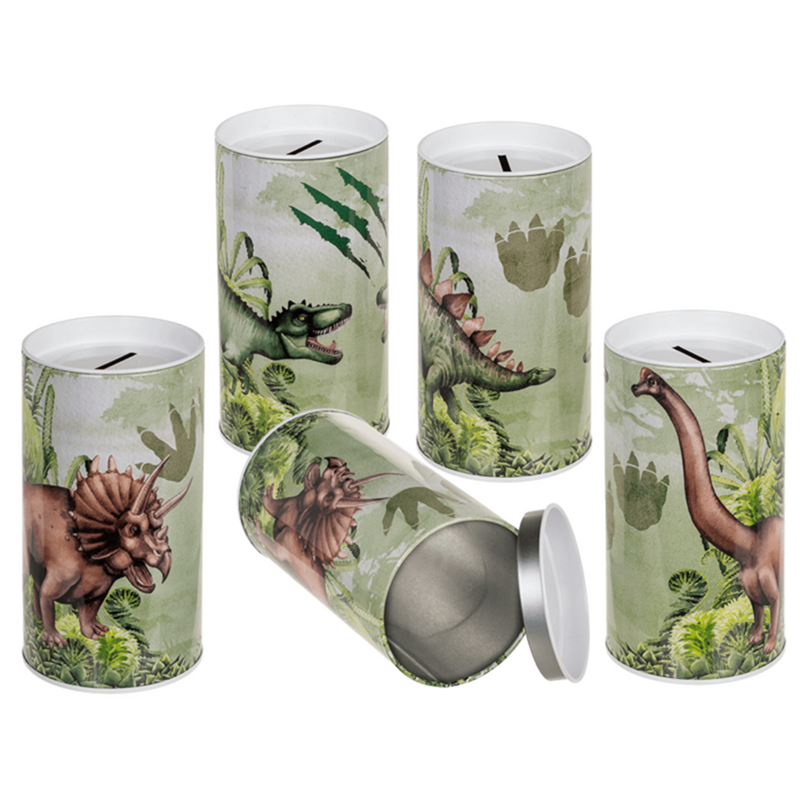 Load image into Gallery viewer, Metalen spaarpot, dinosaurus. 4 assortie