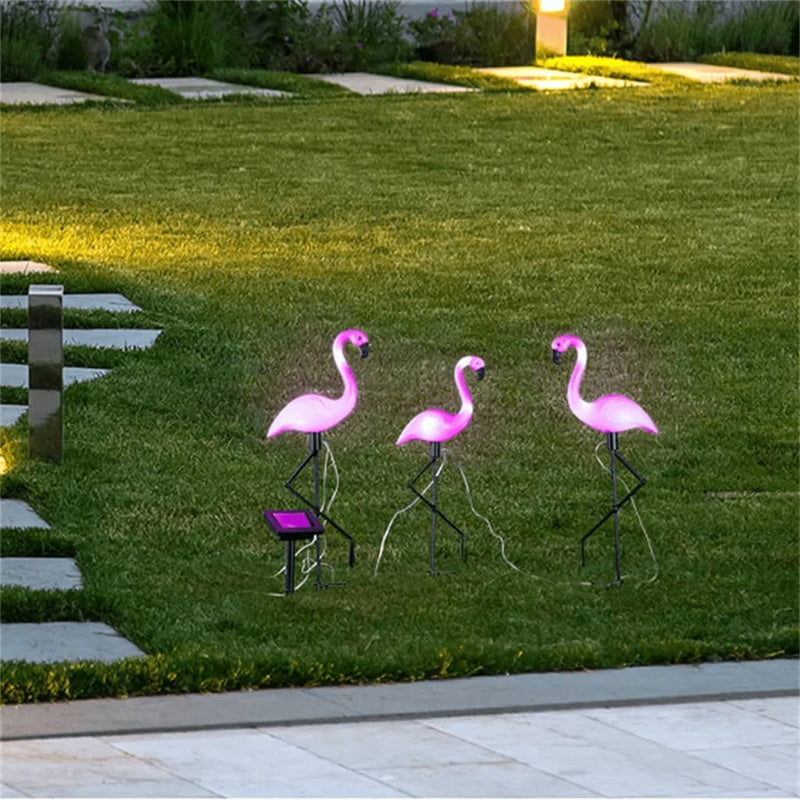 Load image into Gallery viewer, Hi grondpinnen 3 st solar led flamingo