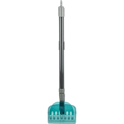 Afbeelding laden in galerijviewer, Trixie vuilblik met hark grijs blauw (60-107 cm)