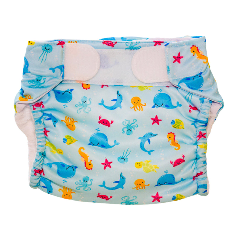 Load image into Gallery viewer, Freds swim academy wasbare zwemluier zeedieren maat 1 4-9 kg blauw