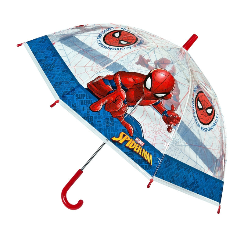 Load image into Gallery viewer, Undercover spiderman kinderparaplu 66 cm blauw rood transparant