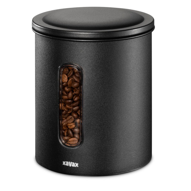 Load image into Gallery viewer, Xavax koffieblik voor 500 g bonen of 700 g poeder luchtdicht aromadicht zw