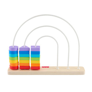 Load image into Gallery viewer, Fisher-price houten telraam regenboog educatief speelgoed.