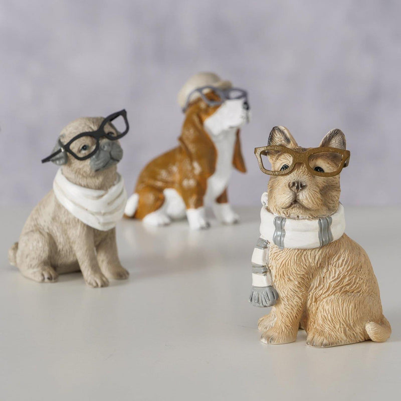 Load image into Gallery viewer, Boltze home figuur hond archy 5x3,7x6,5cm 3 assorti