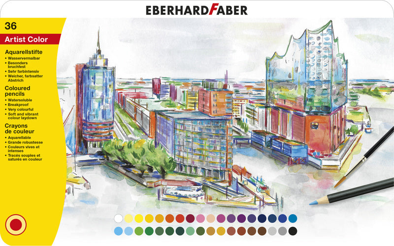 Load image into Gallery viewer, Eberhard faber ef-516036 aquarelpotlood metalen etui a 36 stuks