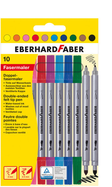 Load image into Gallery viewer, Eberhard faber ef-550010 viltstiften duo 0,8+1-3mm assorti etui à 10stuks