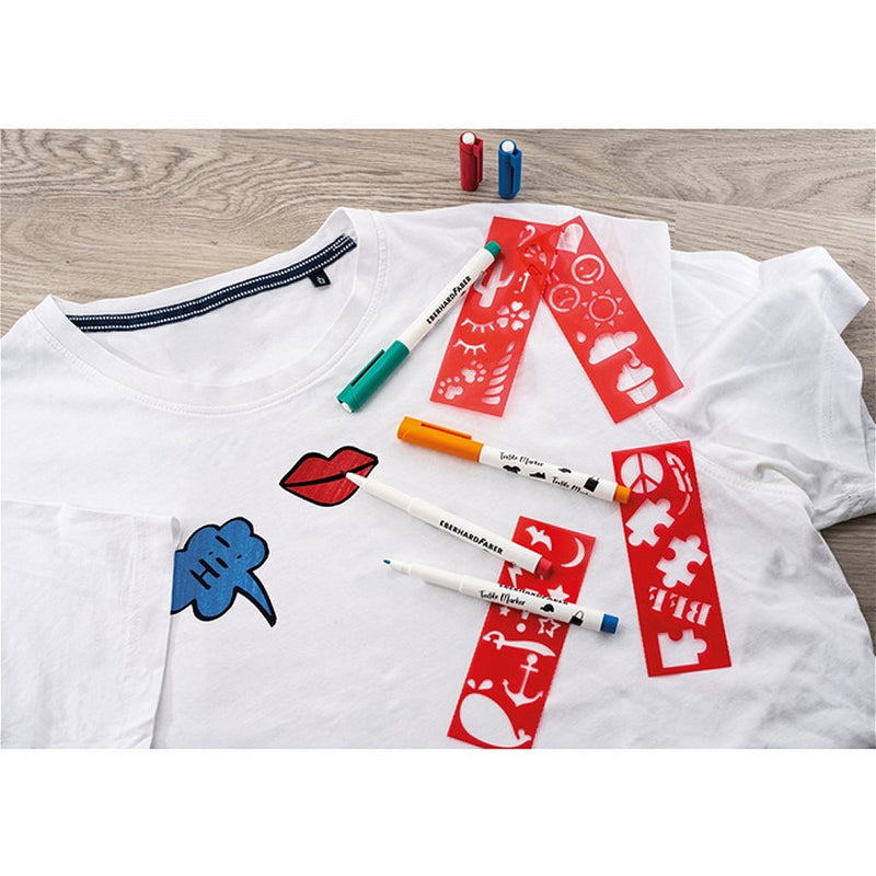 Load image into Gallery viewer, Eberhard faber ef-578204 textielmarker 4 stuks + sjablonen