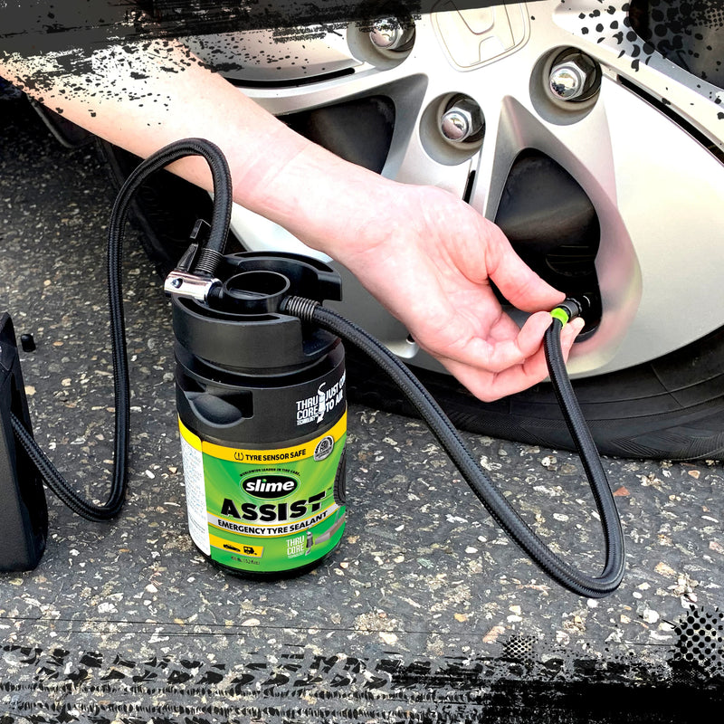 Load image into Gallery viewer, Slime assist noodafdichtmiddel voor banden 450 ml navulling smart repair plus set