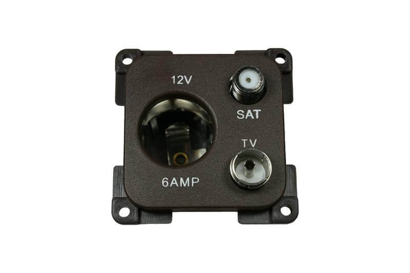 Afbeelding laden in galerijviewer, C-line 12 volt contactdoos met antenne en satelliet aansluiting bruin