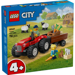 Afbeelding laden in galerijviewer, Lego city 60461 rode tractor met aanhanger en schapen