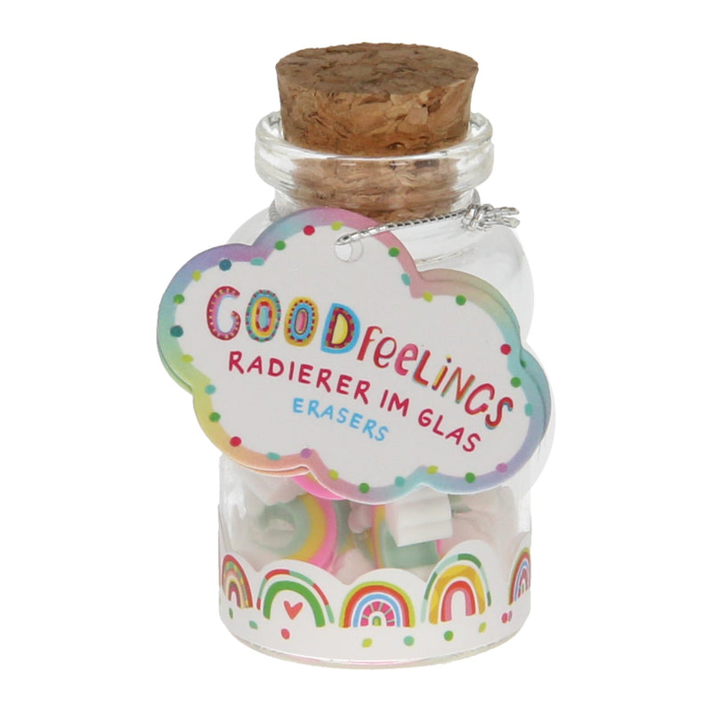 Afbeelding laden in galerijviewer, Mini gummetjes regenboogwolken in glas, 12st.