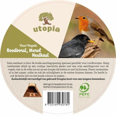 Load image into Gallery viewer, Utopia nestkast roodborst merel gebrand douglas hout