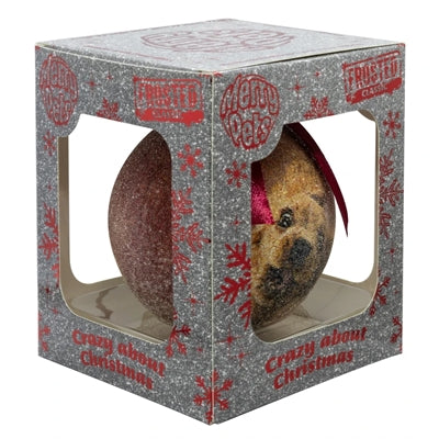 Load image into Gallery viewer, Plenty gifts Kerstbal frosted gekke hond rood