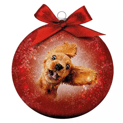 Load image into Gallery viewer, Plenty gifts Kerstbal frosted gekke hond rood