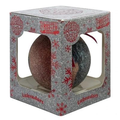 Load image into Gallery viewer, Plenty gifts Kerstbal frosted labradors rood