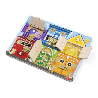 Load image into Gallery viewer, Melissa doug – houten activiteitenbord – sloten en grendels