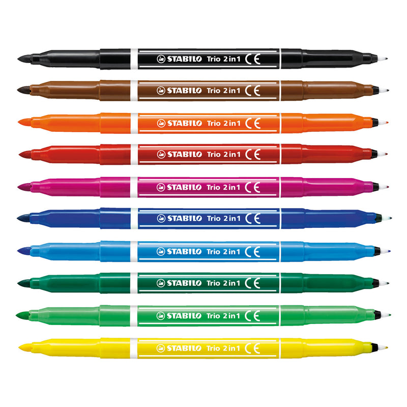 Load image into Gallery viewer, Stabilo trio 2 in 1 - viltstift en fineliner in een - set 10 stuks