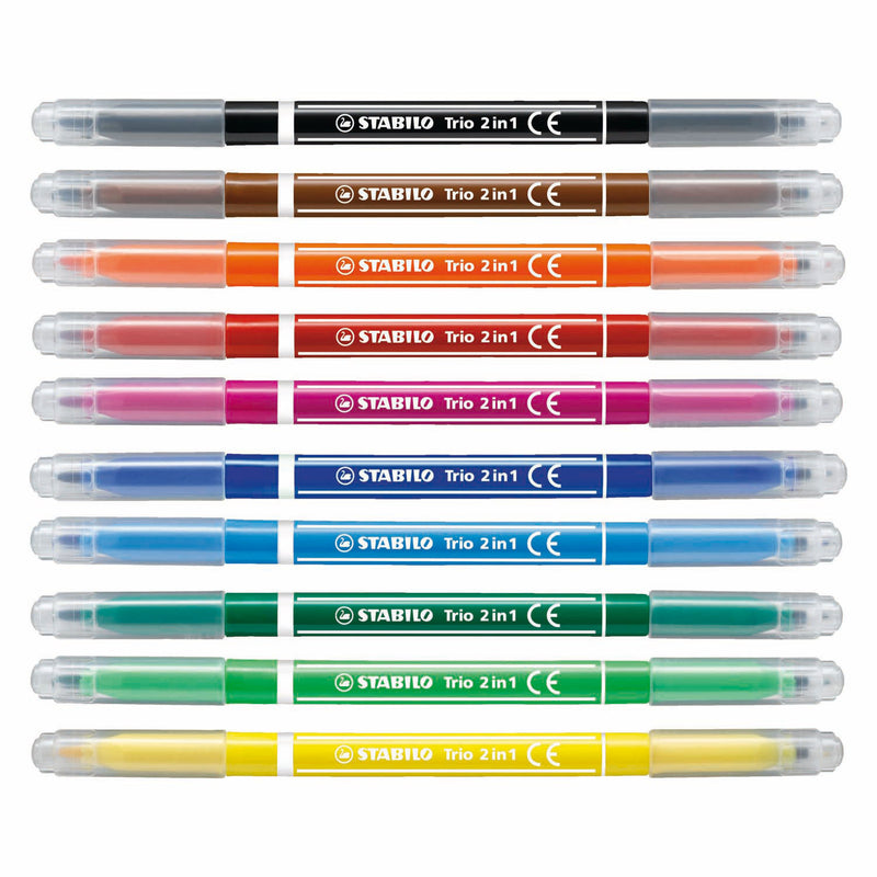Load image into Gallery viewer, Stabilo trio 2 in 1 - viltstift en fineliner in een - set 10 stuks