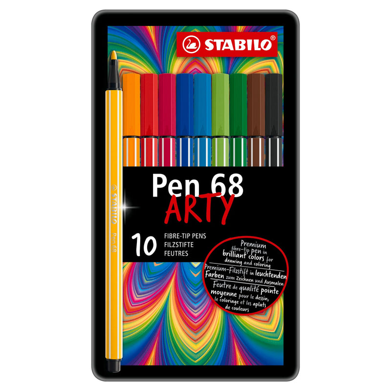 Load image into Gallery viewer, Stabilo pen 68 - viltstift - metalen doos met 10 stuks
